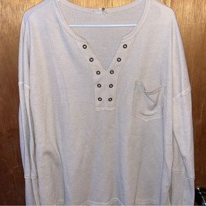 Pale Pink Waffle Knit Long Sleeve Top